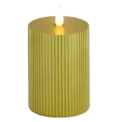 Best 5 in. by 7 in. HGTV Home Collection Flameless Georgetown Pillar Candle, Gold Decorative Accents