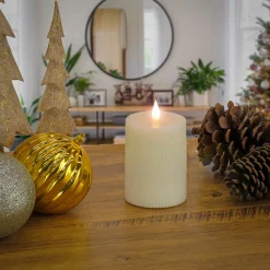 Best 3 in. by 5 in. HGTV Home Collection Flameless Georgetown Pillar Candle, Ivory Decorative Accents