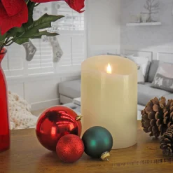 Hot 5 in. by 7 in. HGTV Home Collection Flameless Heritage Pillar Candle, Ivory Decorative Accents