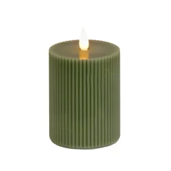 Outlet 5 in. by 7 in. HGTV Home Collection Flameless Georgetown Pillar Candle, Dk Green Decorative Accents