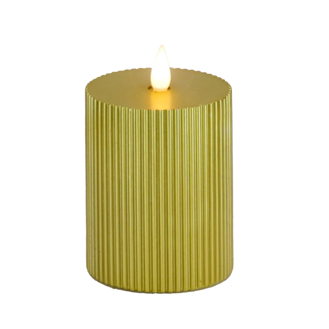 4 in. by 6 in. HGTV Home Collection Flameless Georgetown Pillar Candle, Gold Decorative Accents