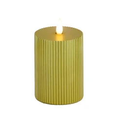 Discount 3 in. by 5 in. HGTV Home Collection Flameless Georgetown Pillar Candle, Gold Decorative Accents