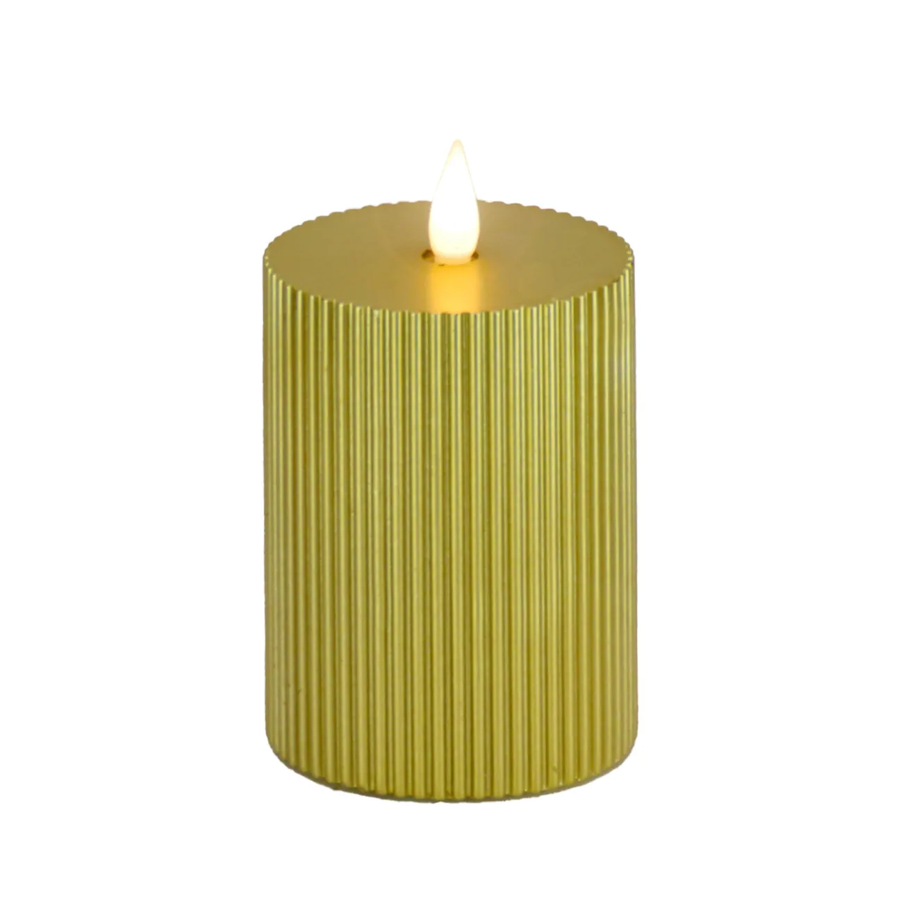 Discount 3 in. by 5 in. HGTV Home Collection Flameless Georgetown Pillar Candle, Gold Decorative Accents