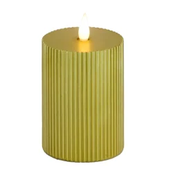Hot 4 in. by 10 in. HGTV Home Collection Flameless Georgetown Pillar Candle, Gold Decorative Accents