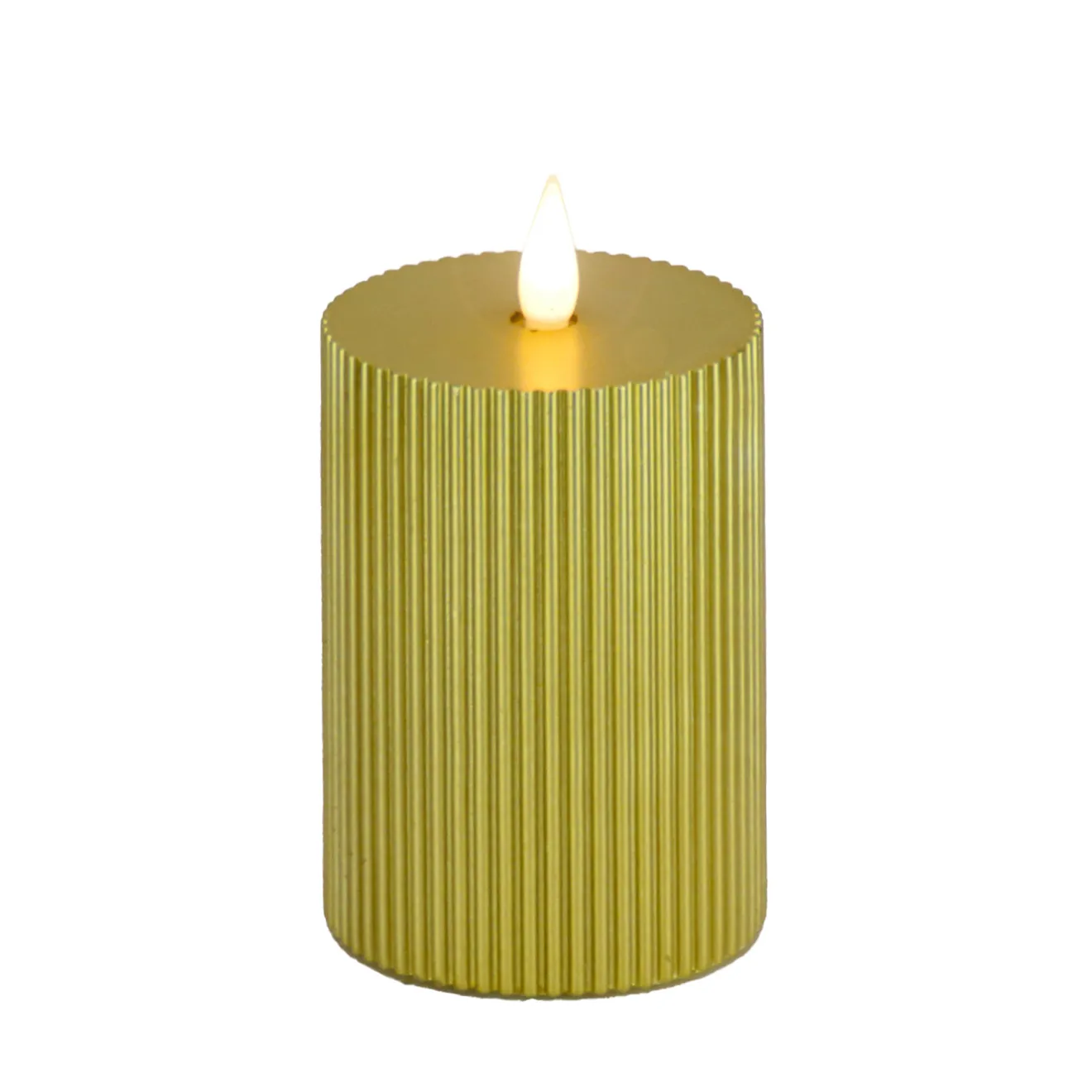 Hot 3 in. by 7 in. HGTV Home Collection Flameless Georgetown Pillar Candle, Gold Decorative Accents