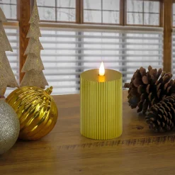 Hot 3 in. by 7 in. HGTV Home Collection Flameless Georgetown Pillar Candle, Gold Decorative Accents