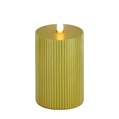 Clearance 3 in. by 9 in. HGTV Home Collection Flameless Georgetown Pillar Candle, Gold Decorative Accents
