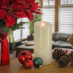 Hot 5 in. by 11 in. HGTV Home Collection Flameless Heritage Pillar Candle, Ivory Decorative Accents