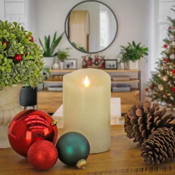 Best 4 in. by 6 in. HGTV Home Collection Flameless Heritage Pillar Candle, Ivory Decorative Accents