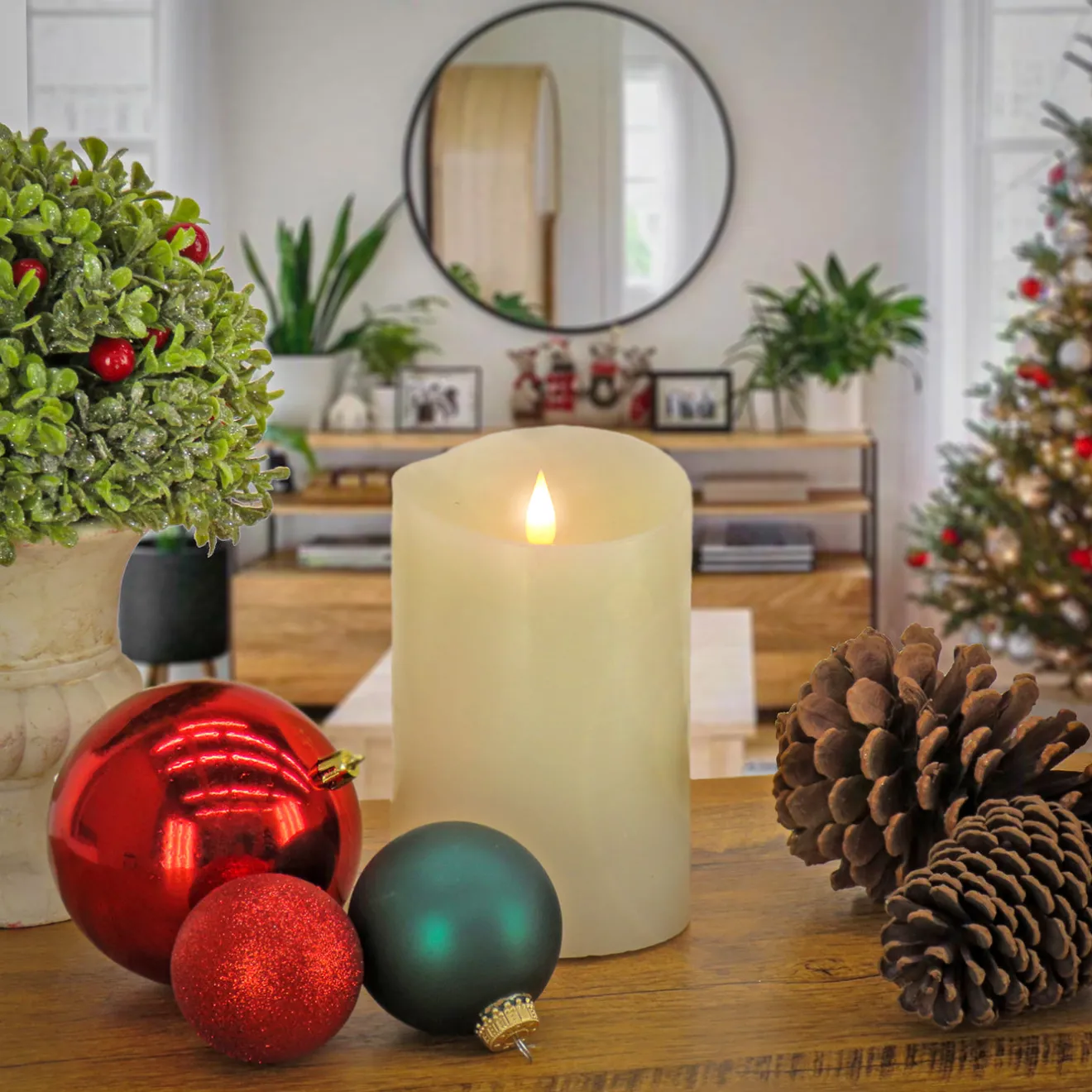 Best 4 in. by 6 in. HGTV Home Collection Flameless Heritage Pillar Candle, Ivory Decorative Accents