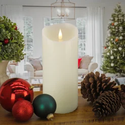 Best 4 in. by 10 in. HGTV Home Collection Flameless Heritage Pillar Candle, Ivory Decorative Accents