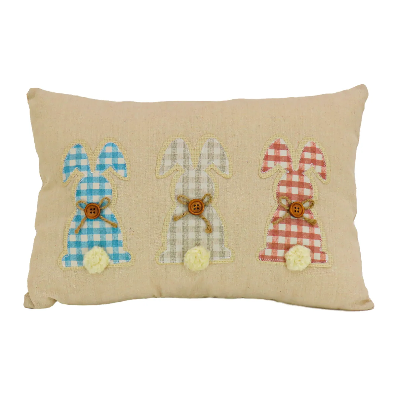 Sale 18 in. by 10 in. Plaid Easter Bunnies Decorative Pillow Pillows & Throws