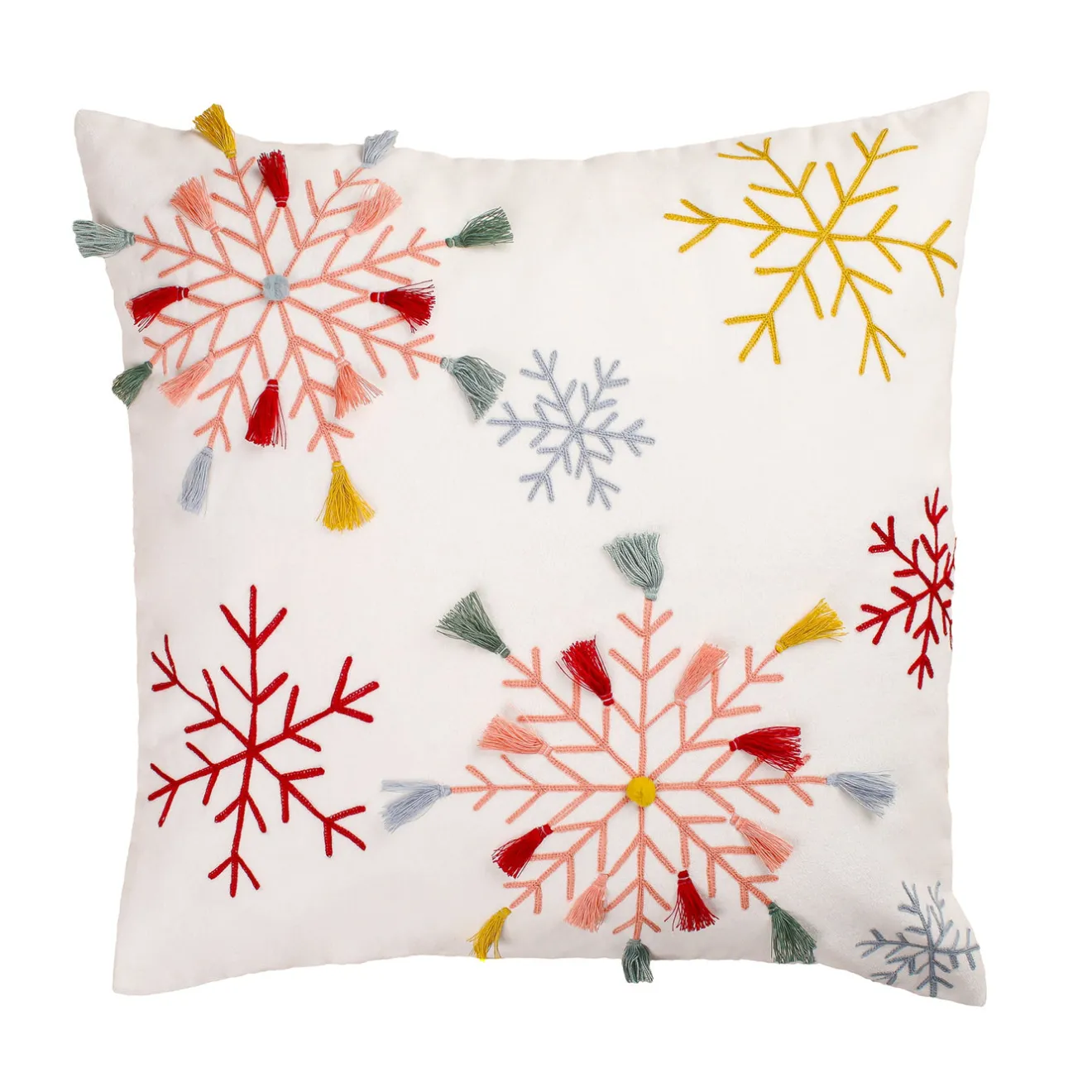 Clearance 18 in. by 18 in.Velvet Snowflake Embroidery Pillow Pillows & Throws