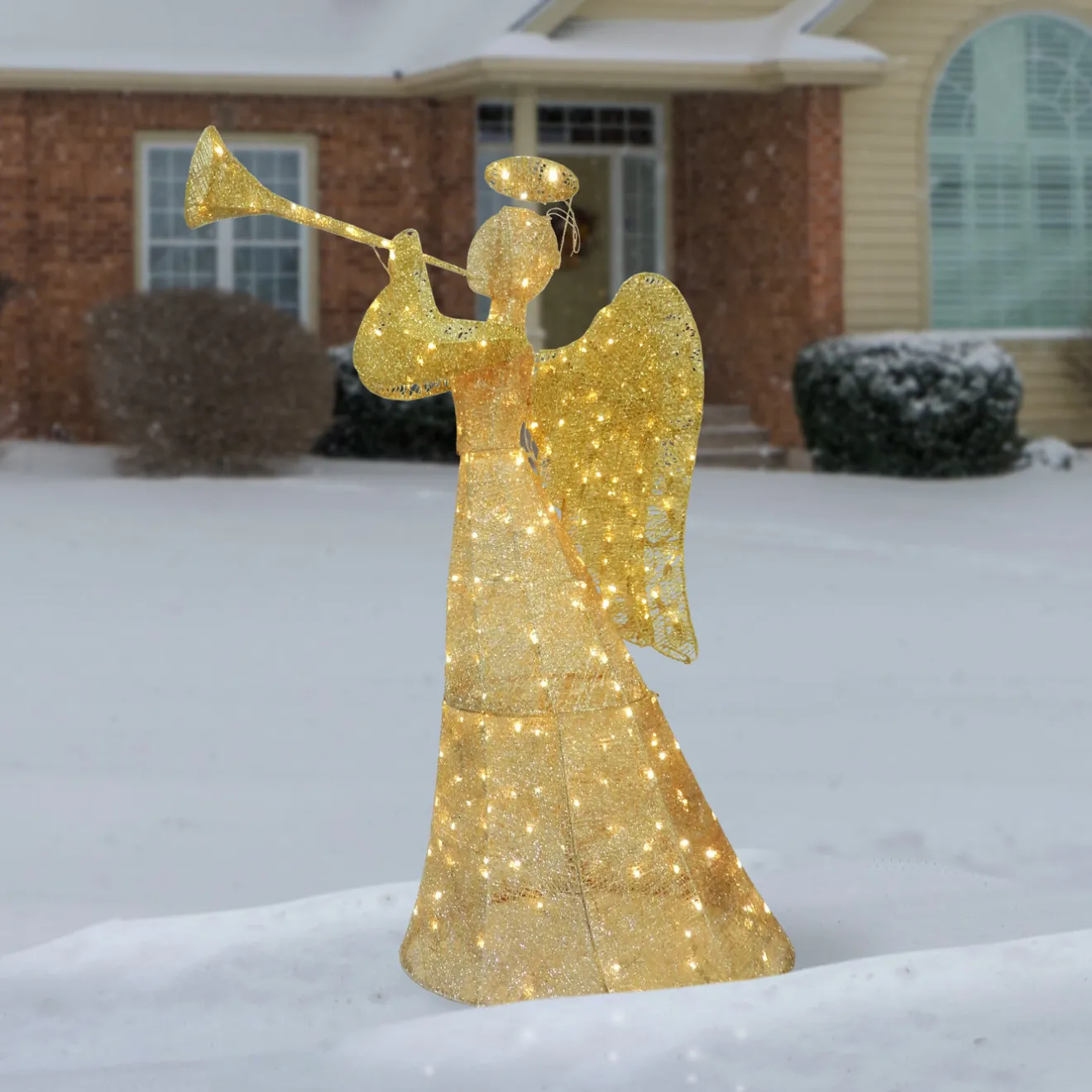 Best 60 in. Champagne Angel Decoration with LED Lights Yard Decorations