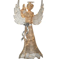 Outlet 53 in. Champagne Gold Praying Angel with LED Lights Yard Decorations