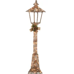 Outlet 60 in. Champagne Vine Lamppost Decoration with Clear Lights Yard Decorations