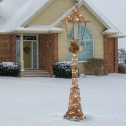 Outlet 60 in. Champagne Vine Lamppost Decoration with Clear Lights Yard Decorations