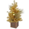 Sale 36 in. Christmas Be Merry Decorated Gold Tree with Warm White LED Lights Tabletop|Under 5 Feet