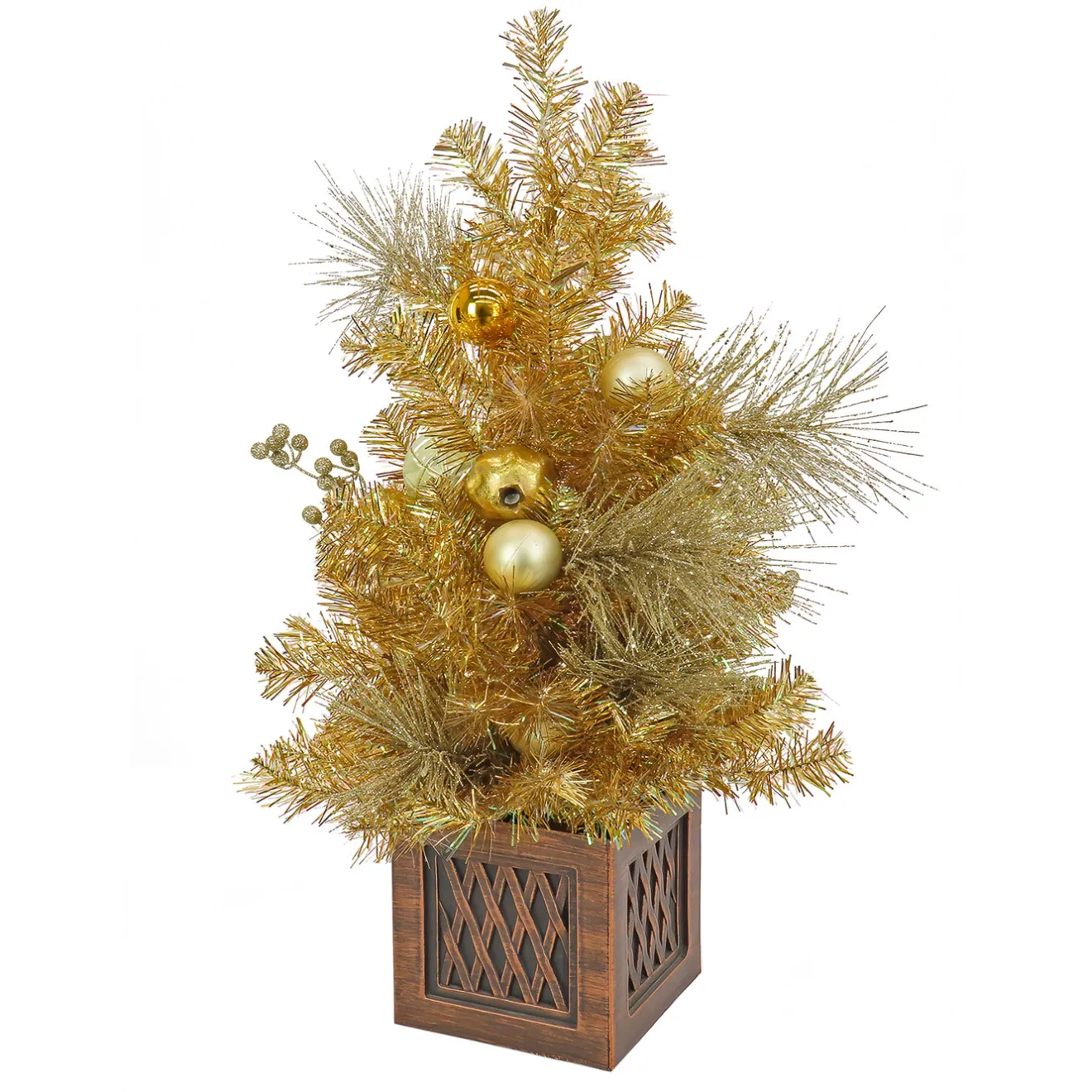 Sale 36 in. Christmas Be Merry Decorated Gold Tree with Warm White LED Lights Tabletop|Under 5 Feet