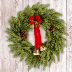 Sale 28 in. Christmas Bells Pine Wreath 25-36 Inch Christmas Wreaths