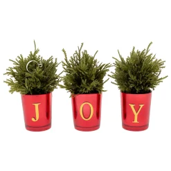 New 8 in. Christmas Joy Tabletop Card Holder Votive 3 Piece Decorative Accents