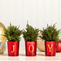 New 8 in. Christmas Joy Tabletop Card Holder Votive 3 Piece Decorative Accents