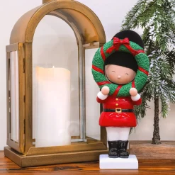 Discount 10 in. Christmas Soldier Holding Wreath Decorative Accents