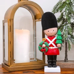 New 11 in. Christmas Soldier with Wreath and Tree Decorative Accents