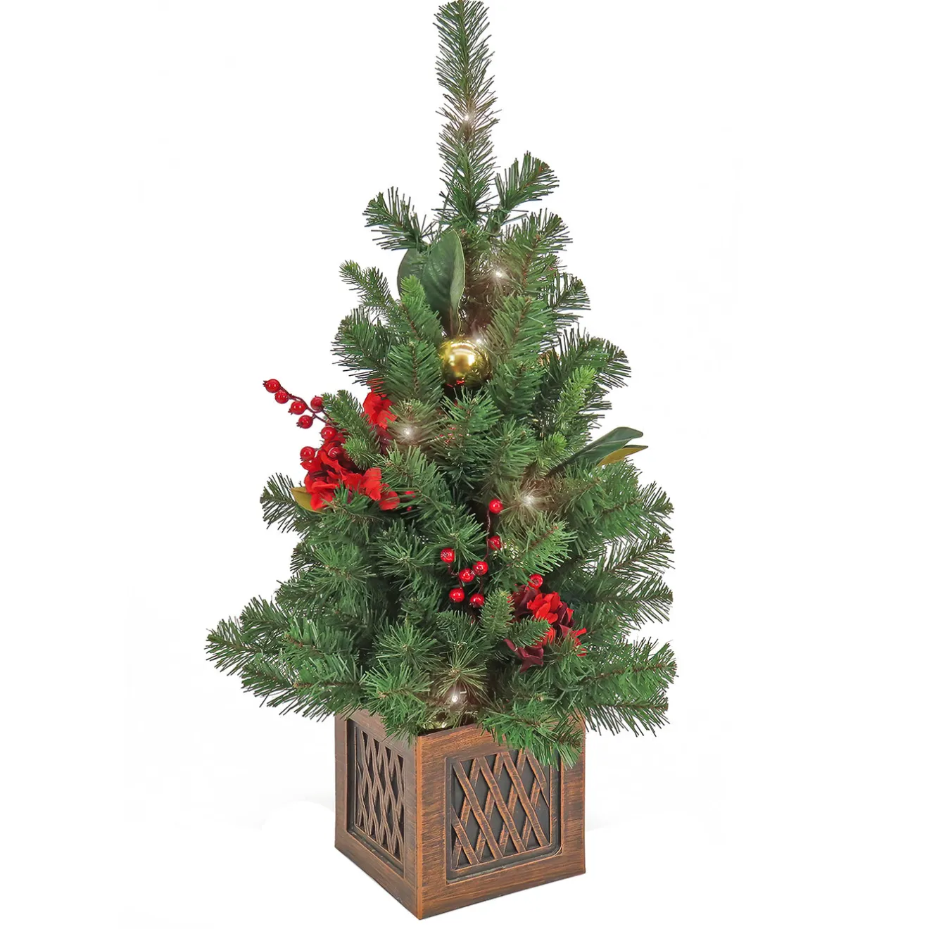 Outlet 36 in. Christmas Vienna Waltz Decorated Tree with Warm White LED Lights Tabletop|Under 5 Feet