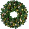 Clearance 24 in. Crestwood Gold Spruce Wreath with Clear Lights 21-24 Inch Christmas Wreaths