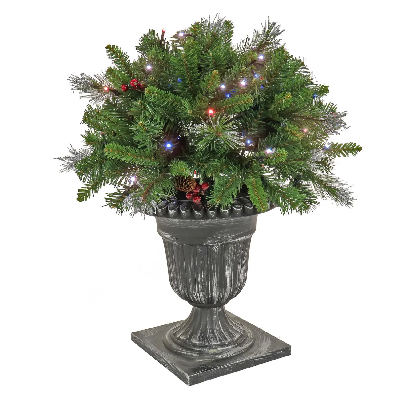 Hot 24 in. Crestwood Spruce Porch Bush with Twinkly LED Lights Topiaries Arrangements