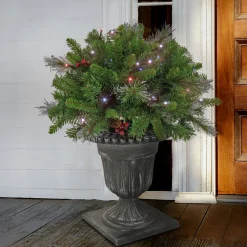 Hot 24 in. Crestwood Spruce Porch Bush with Twinkly LED Lights Topiaries Arrangements