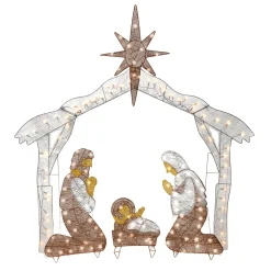 Discount 55 in. Crystal Splendor Prelit Nativity Set Yard Decorations