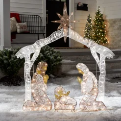 Discount 55 in. Crystal Splendor Prelit Nativity Set Yard Decorations