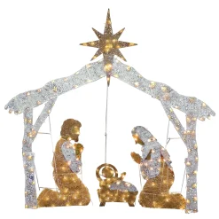 Discount 55 in. Crystal Splendor Prelit Nativity Set Yard Decorations