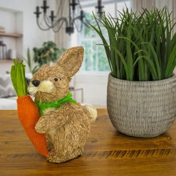 Discount 12 in. Cute Easter Bunny Holding Carrot Table Decoration Table Decorations
