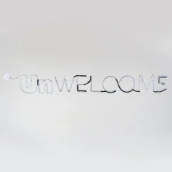 New 50 in. 2D Neon UnWELCOME Sign with Orange & Green LED Lights Sign Decorations
