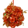 Discount 16 in. Decorative Collection Striped Red Ribbon Kissing Ball Decorative Accents