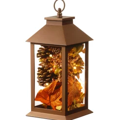 12 in. Decorative Fall Lantern with LED Lights Fall Decorations