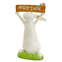 Outlet 11 in. Easter Bunny Figure Holding "Happy Easter" Sign Table Decoration Table Decorations