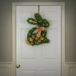 Best 22 in. Easter Bunny Hanging Silhouette Decorated with Colorful Flower Blooms Wreaths