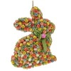 New 18 in. Easter Bunny Hanging Silhouette Decorated with Colorful Flower Blooms Wreaths