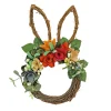 Clearance 17 in. Easter Bunny Shaped Hanging Wreath Decorated with Colorful Flower Blooms, Berry Clusters, Leafy Greens Wreaths