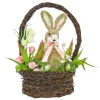 Best 17 in. Easter Bunny Sitting in Basket of Flowers Table Decoration Table Decorations