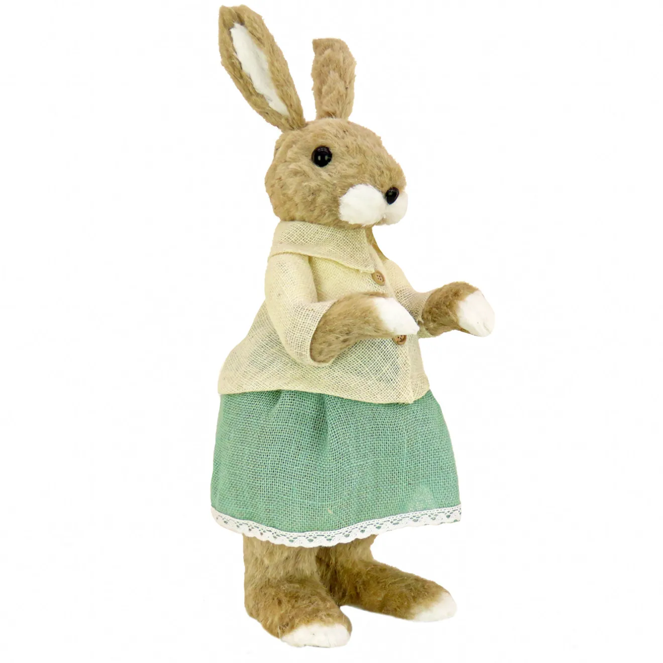 Outlet 24 in. Easter Bunny Wearing Teal and Tan Dress Table Decoration Table Decorations