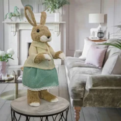 Outlet 24 in. Easter Bunny Wearing Teal and Tan Dress Table Decoration Table Decorations