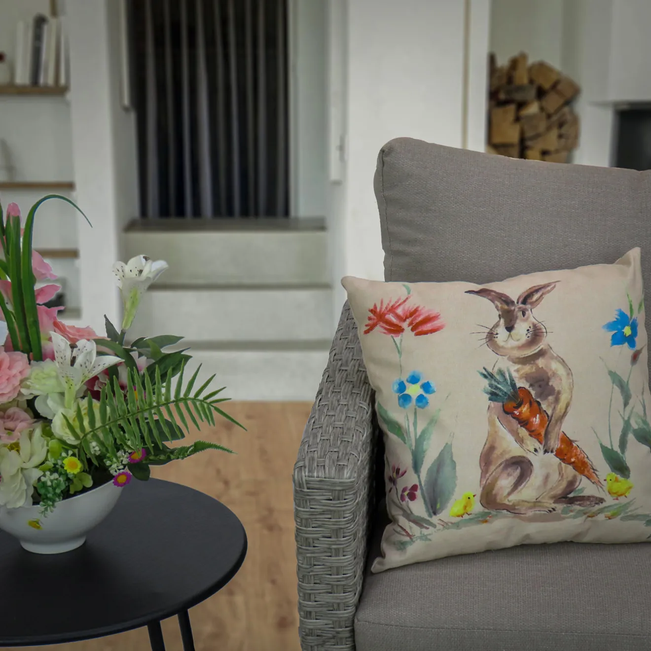 New 16 in. Easter Bunny with Carrots Decorative Pillow Pillows & Throws