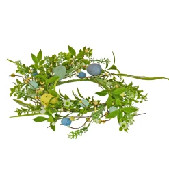 Clearance 6 in. Easter Candle Ring Decorated with Pastel Eggs and Mini Flowers Table Decorations
