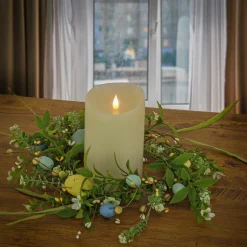 Clearance 6 in. Easter Candle Ring Decorated with Pastel Eggs and Mini Flowers Table Decorations