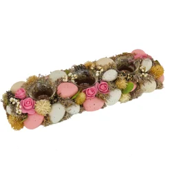 Outlet 16 in. Easter Candleholder Table Decoration Decorated with Pastel Eggs and Flower Blooms Table Decorations